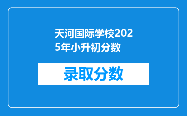 天河国际学校2025年小升初分数