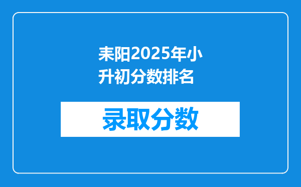 耒阳2025年小升初分数排名