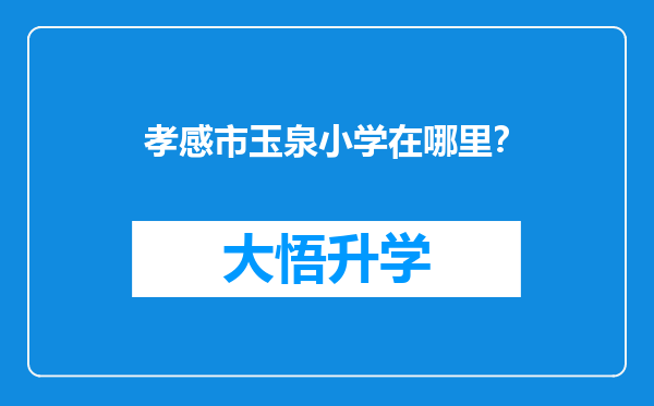 孝感市玉泉小学在哪里？