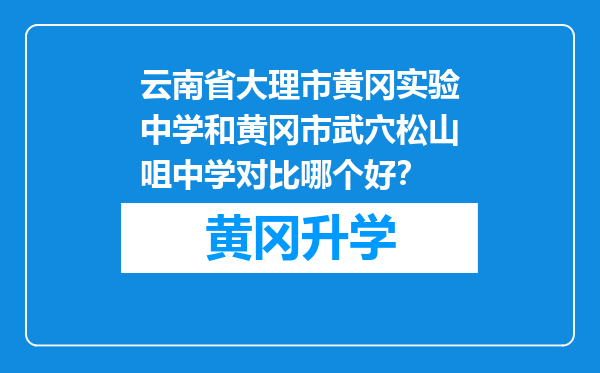 云南省大理市黄冈实验中学和黄冈市武穴松山咀中学对比哪个好？