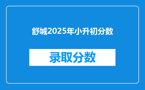 舒城2025年小升初分数