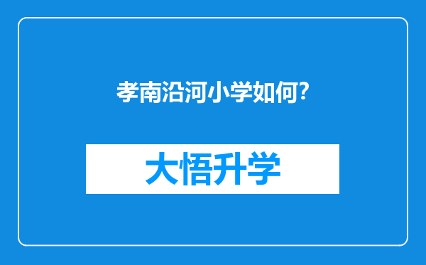 孝南沿河小学如何？