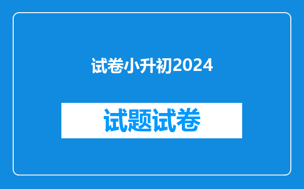 试卷小升初2024