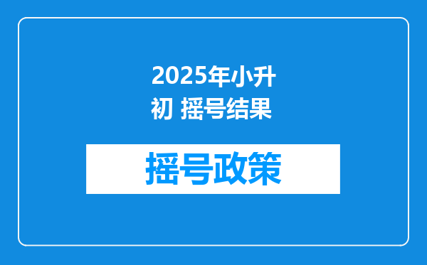 2025年小升初 摇号结果