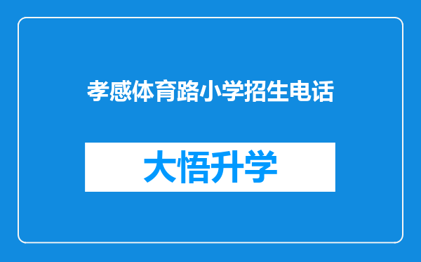 孝感体育路小学招生电话