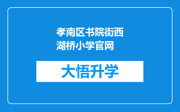 孝南区书院街西湖桥小学官网