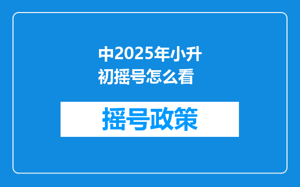 中2025年小升初摇号怎么看