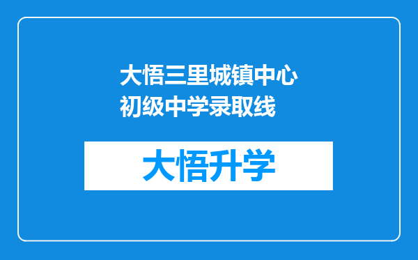 大悟三里城镇中心初级中学录取线