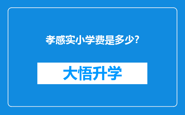 孝感实小学费是多少？