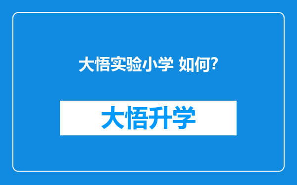 大悟实验小学 如何？