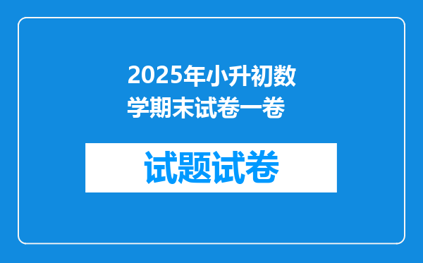 2025年小升初数学期末试卷一卷