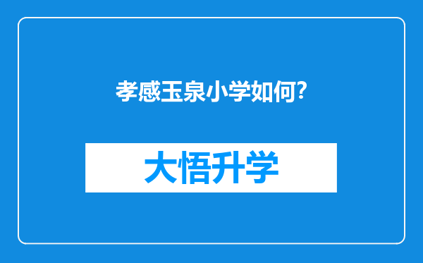 孝感玉泉小学如何？