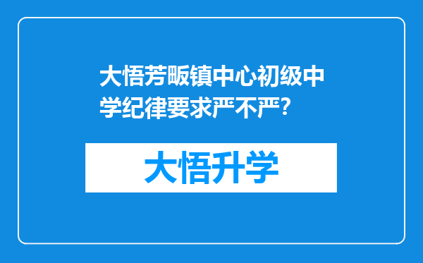 大悟芳畈镇中心初级中学纪律要求严不严？