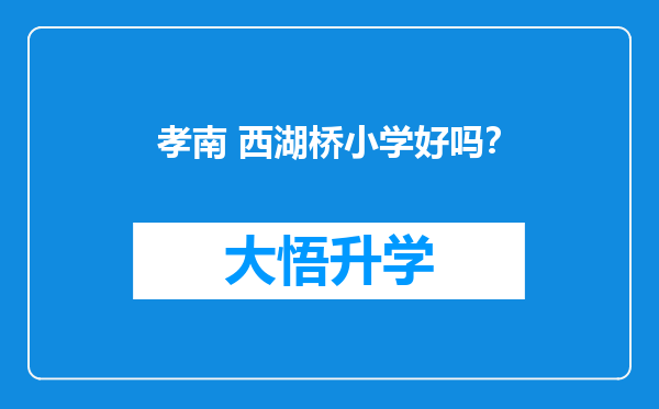 孝南 西湖桥小学好吗？