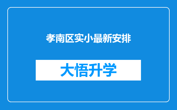 孝南区实小最新安排