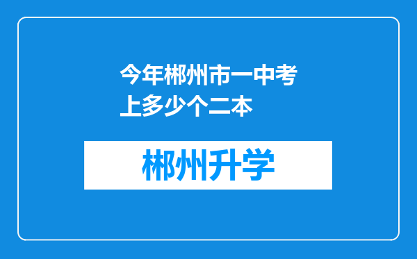 今年郴州市一中考上多少个二本