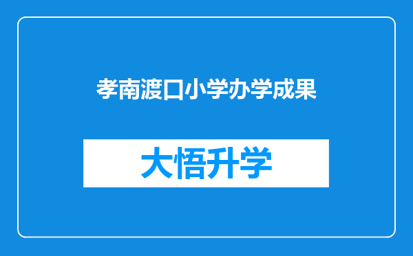 孝南渡口小学办学成果