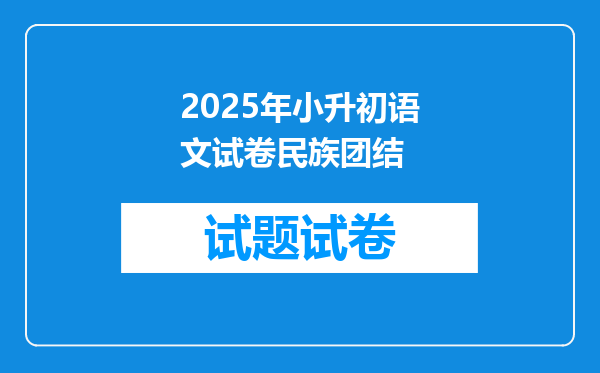 2025年小升初语文试卷民族团结