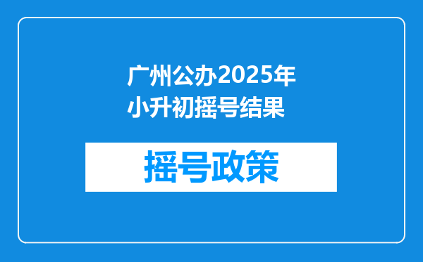 广州公办2025年小升初摇号结果