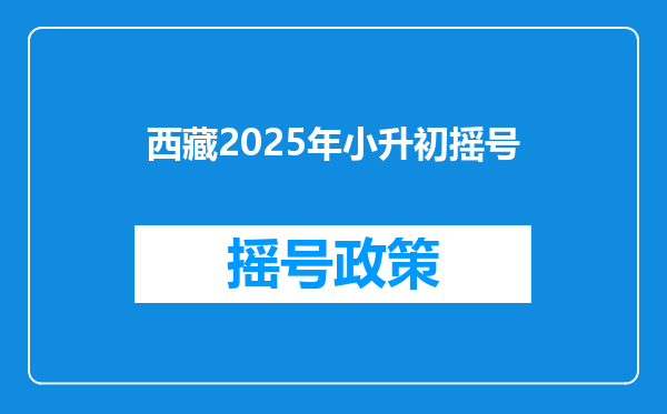 西藏2025年小升初摇号