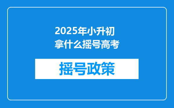 2025年小升初拿什么摇号高考