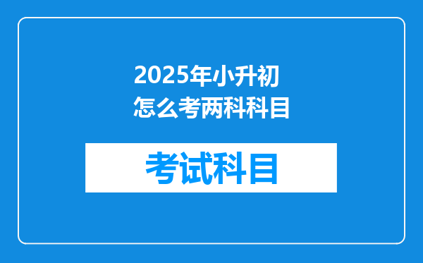 2025年小升初怎么考两科科目