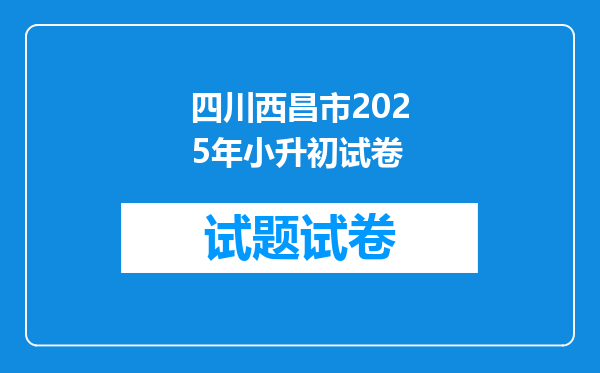 四川西昌市2025年小升初试卷