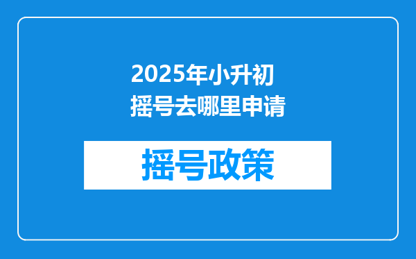 2025年小升初摇号去哪里申请