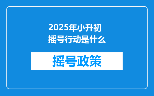 2025年小升初摇号行动是什么