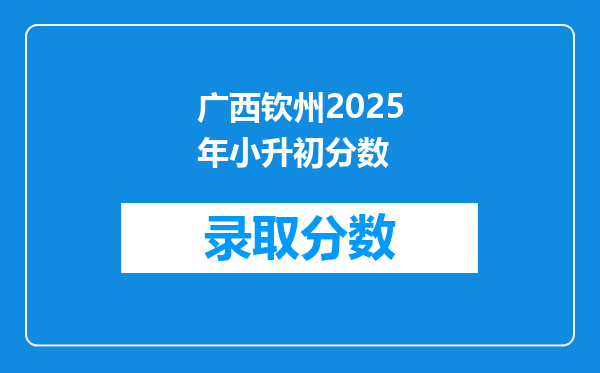 广西钦州2025年小升初分数