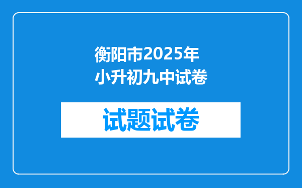 衡阳市2025年小升初九中试卷