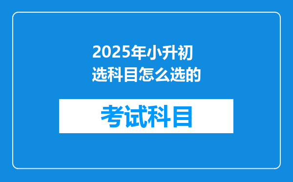 2025年小升初选科目怎么选的