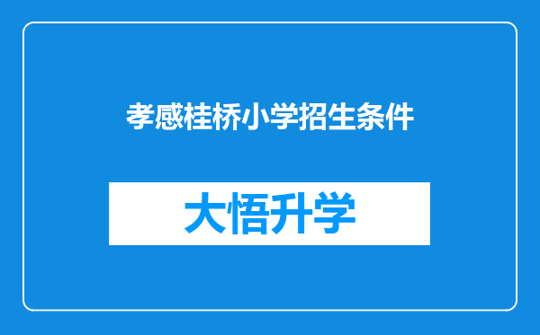 孝感桂桥小学招生条件