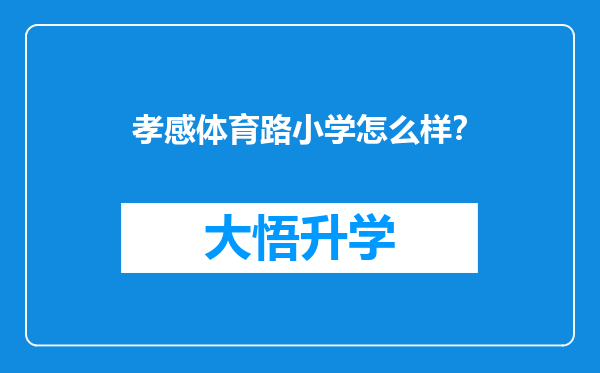 孝感体育路小学怎么样？