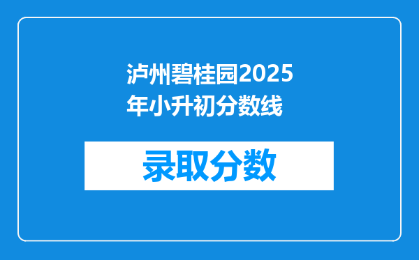 泸州碧桂园2025年小升初分数线