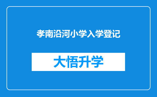 孝南沿河小学入学登记