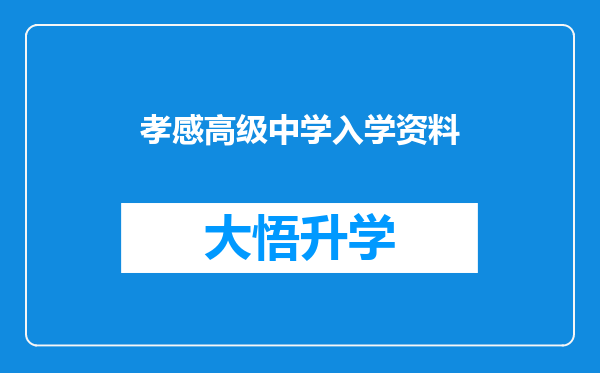 孝感高级中学入学资料