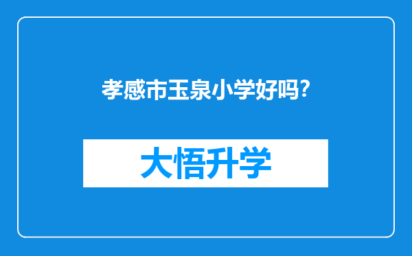 孝感市玉泉小学好吗？