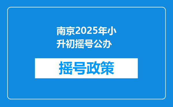 南京2025年小升初摇号公办