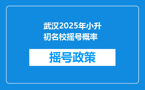 武汉2025年小升初名校摇号概率