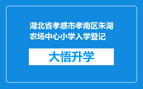 湖北省孝感市孝南区朱湖农场中心小学入学登记