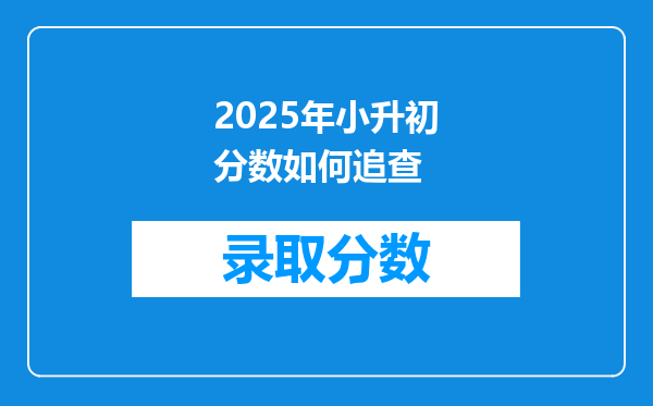 2025年小升初分数如何追查