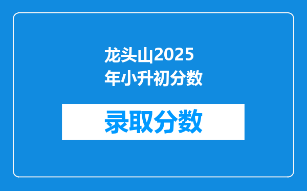 龙头山2025年小升初分数