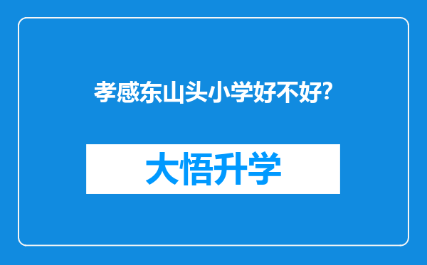 孝感东山头小学好不好？