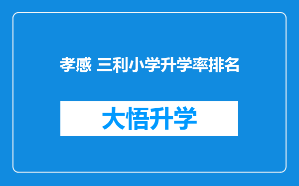 孝感 三利小学升学率排名