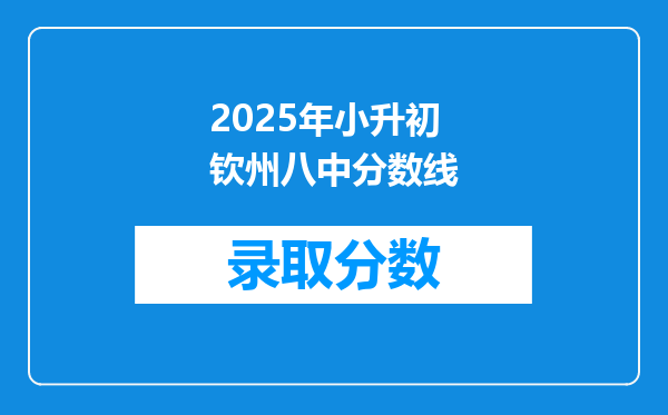 2025年小升初钦州八中分数线