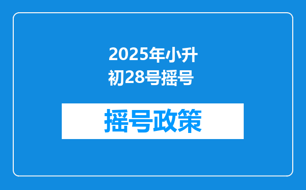 2025年小升初28号摇号