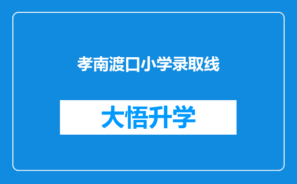 孝南渡口小学录取线