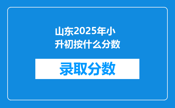 山东2025年小升初按什么分数