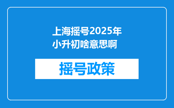 上海摇号2025年小升初啥意思啊